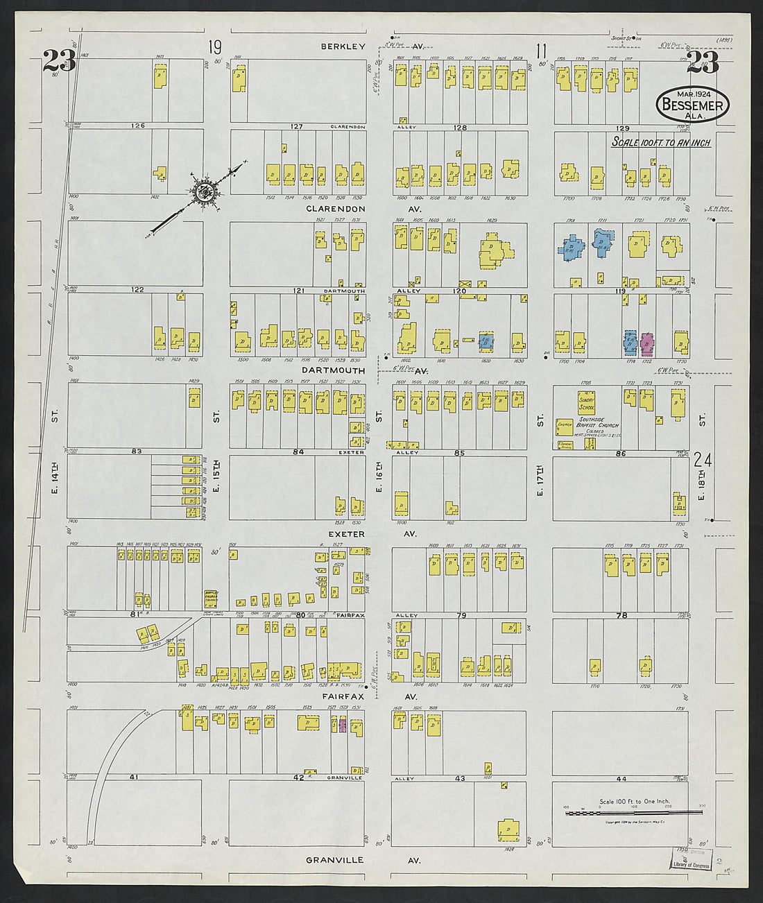 This old map of Lipscomb, Jefferson County, Alabama was created by Sanborn Map Company in 1924