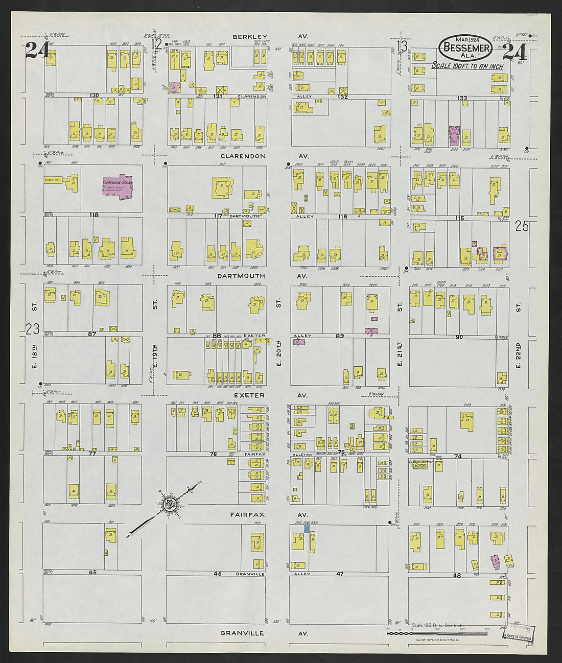 This old map of Lipscomb, Jefferson County, Alabama was created by Sanborn Map Company in 1924