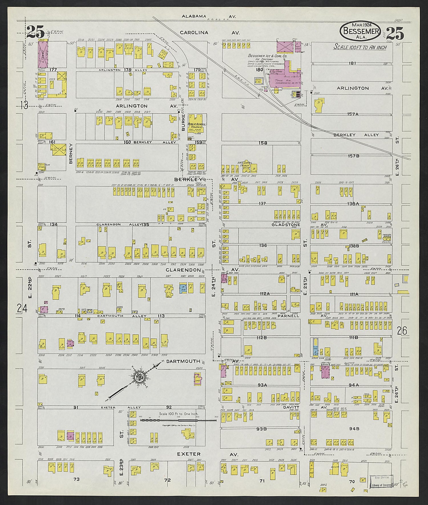 This old map of Lipscomb, Jefferson County, Alabama was created by Sanborn Map Company in 1924