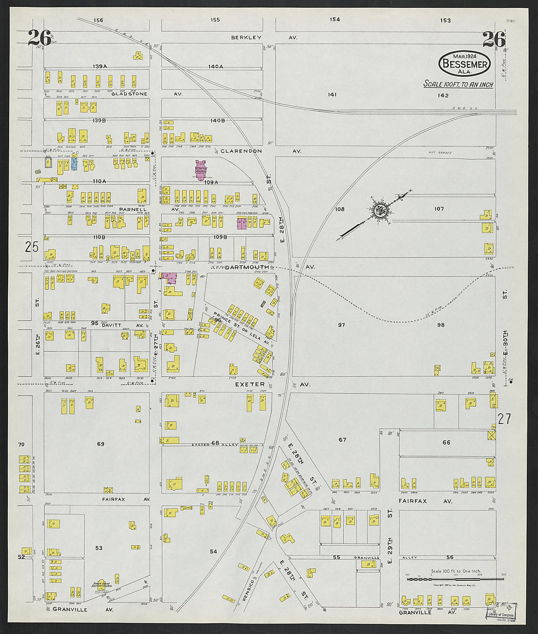 This old map of Lipscomb, Jefferson County, Alabama was created by Sanborn Map Company in 1924