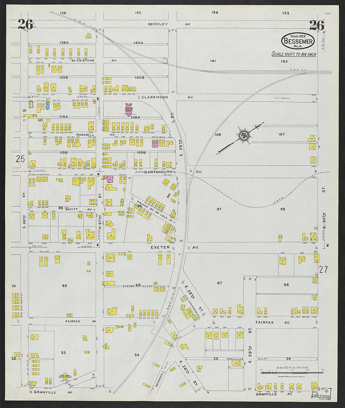 Bessemer, Jefferson County, Alabama 1924 (Sheet 26) by Relic Map Company