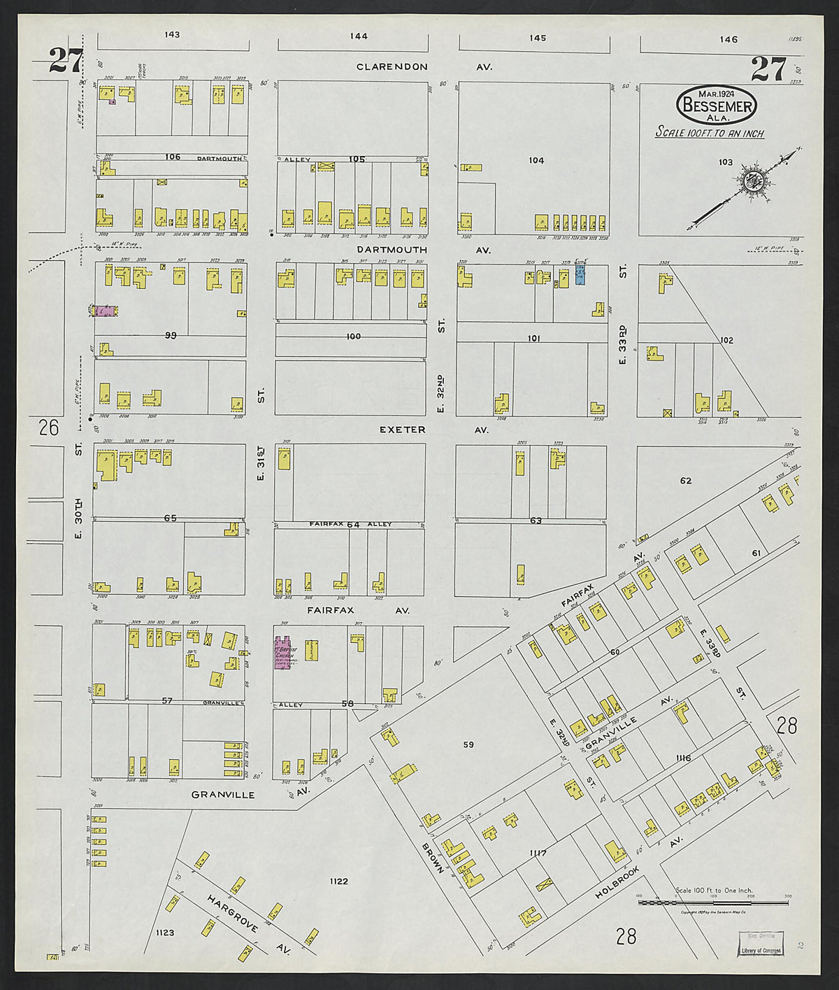 Bessemer, Jefferson County, Alabama 1924 (Sheet 27) by Relic Map Company