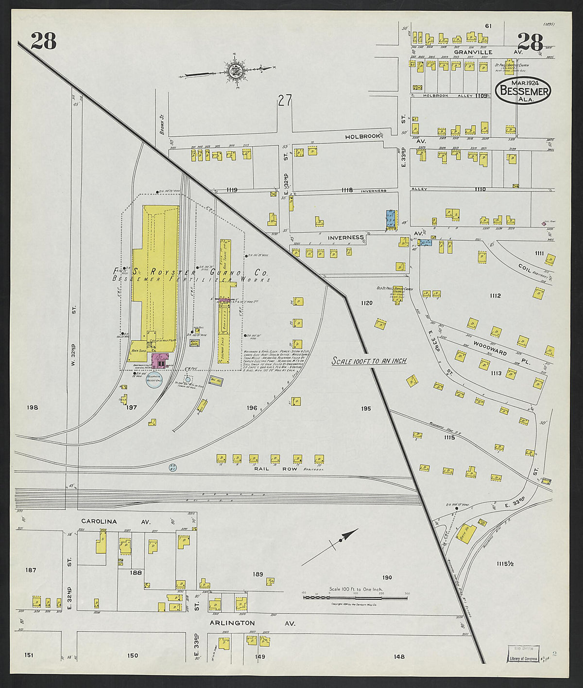 Bessemer, Jefferson County, Alabama 1924 (Sheet 28) by Relic Map Company