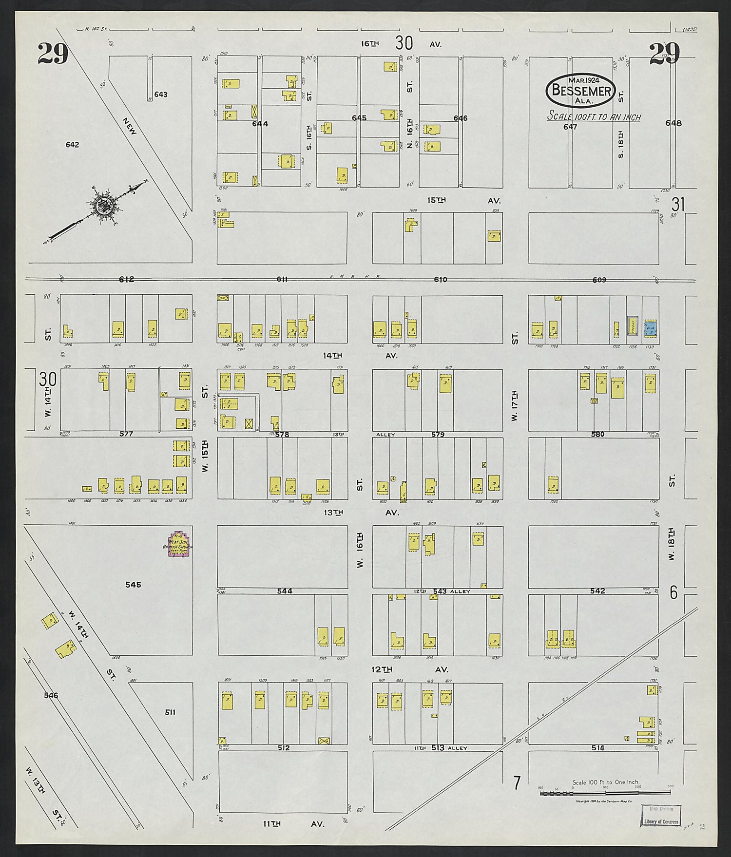 This old map of Lipscomb, Jefferson County, Alabama was created by Sanborn Map Company in 1924