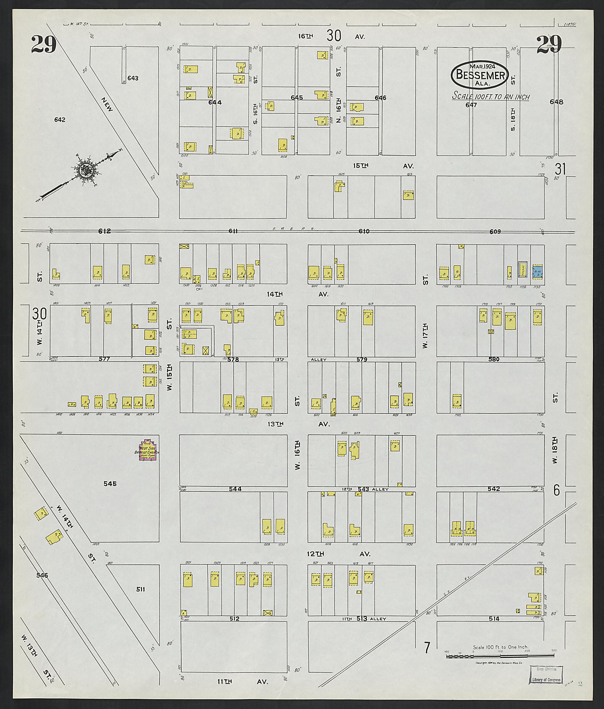 This old map of Lipscomb, Jefferson County, Alabama was created by Sanborn Map Company in 1924