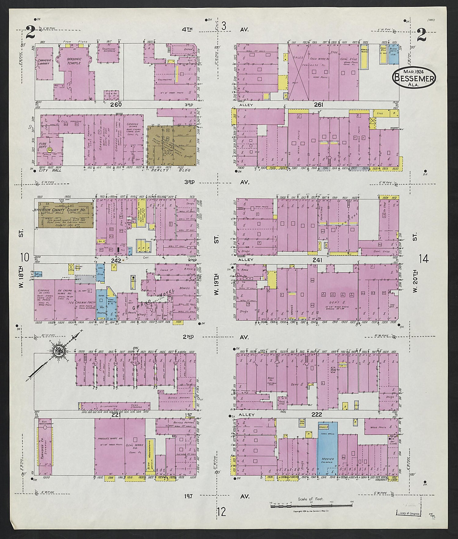 This old map of Lipscomb, Jefferson County, Alabama was created by Sanborn Map Company in 1924