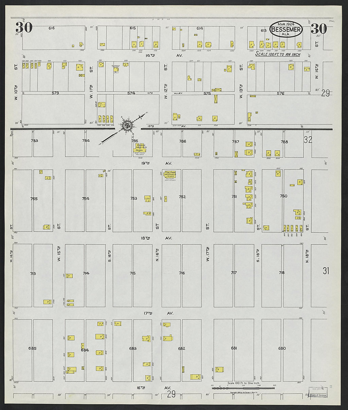 Bessemer, Jefferson County, Alabama 1924 (Sheet 30) by Relic Map Company