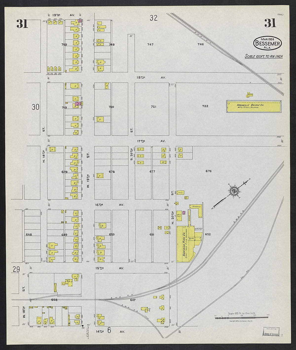Bessemer, Jefferson County, Alabama 1924 (Sheet 31) by Relic Map Company