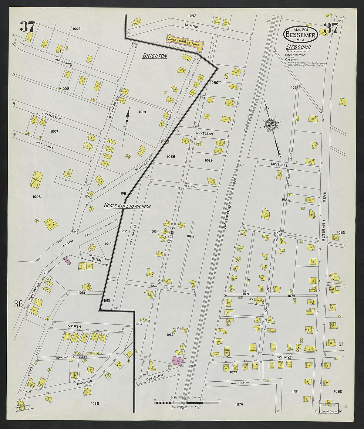 Bessemer, Jefferson County, Alabama 1924 (Sheet 37) by Relic Map Company