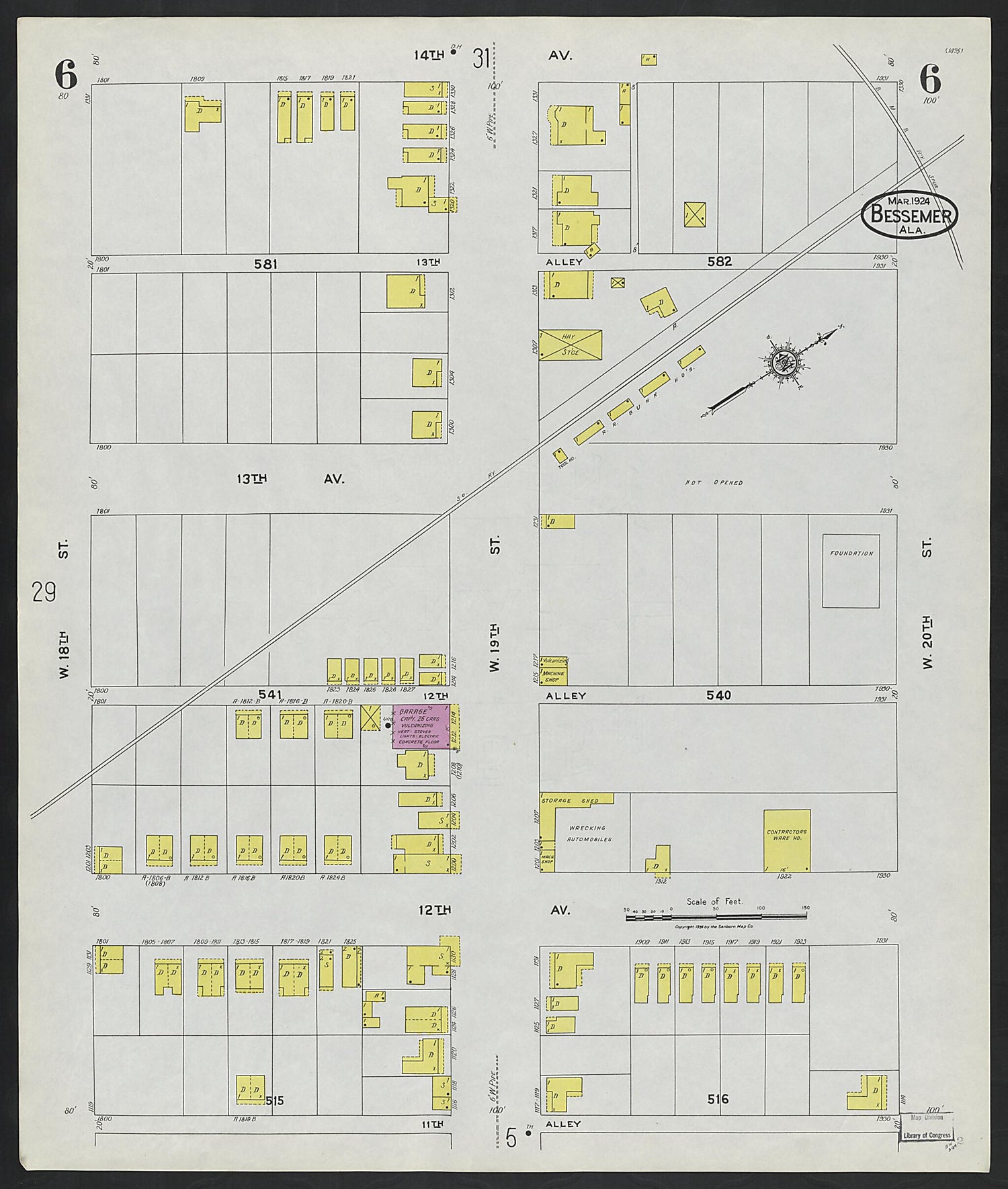 This old map of Lipscomb, Jefferson County, Alabama was created by Sanborn Map Company in 1924