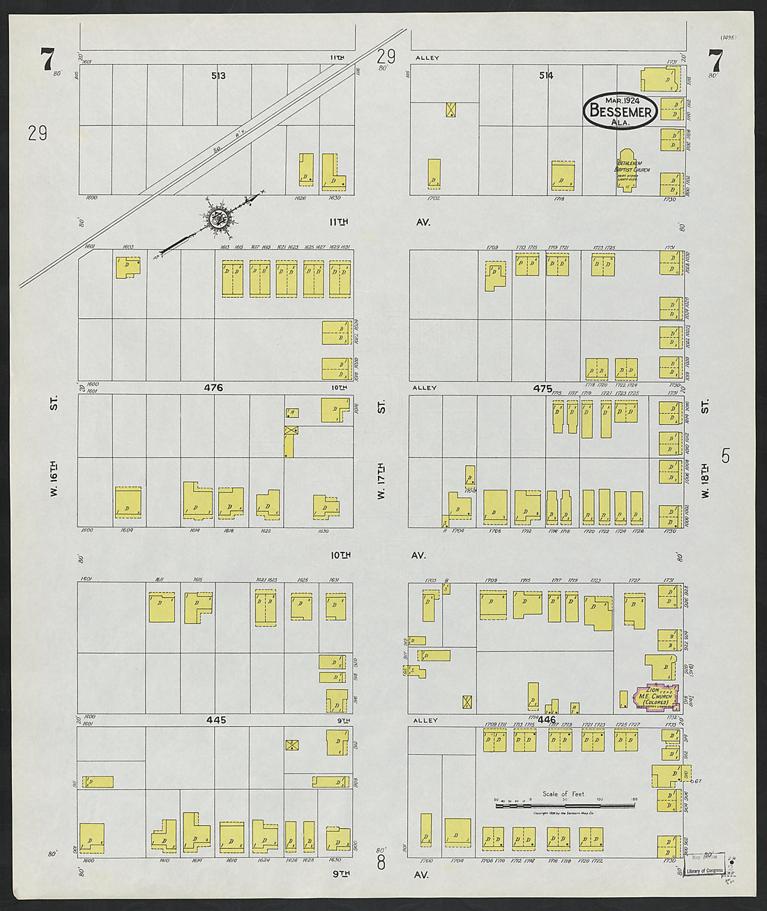 This old map of Lipscomb, Jefferson County, Alabama was created by Sanborn Map Company in 1924