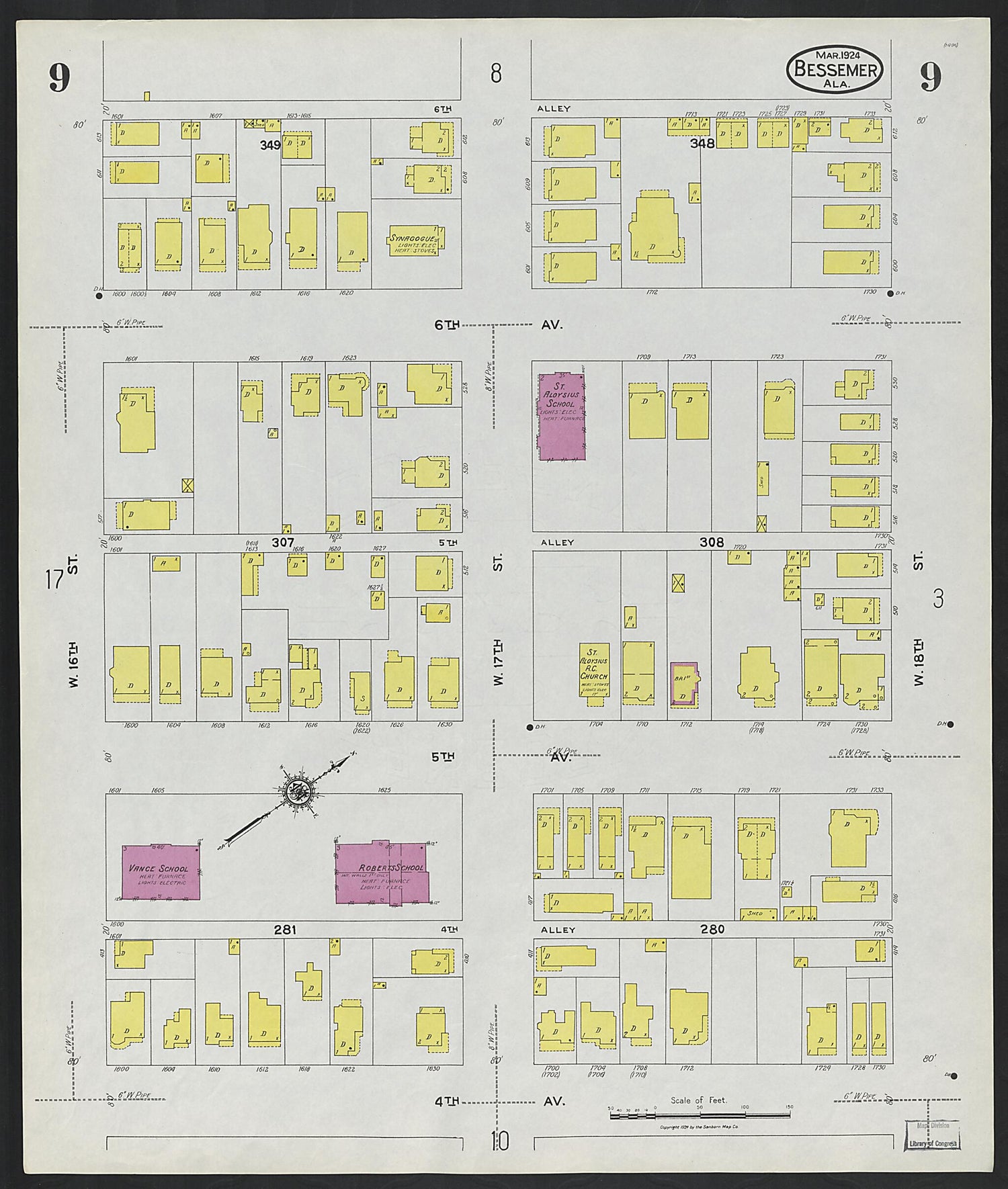 This old map of Lipscomb, Jefferson County, Alabama was created by Sanborn Map Company in 1924