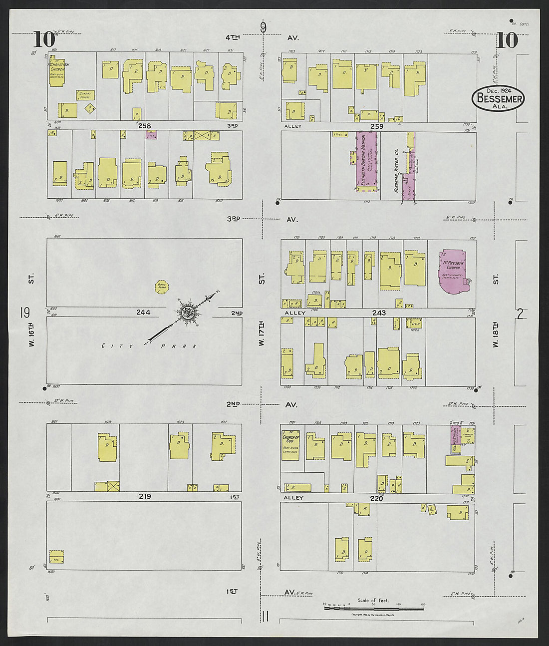 This old map of Lipscomb, Jefferson County, Alabama was created by Sanborn Map Company in 1924