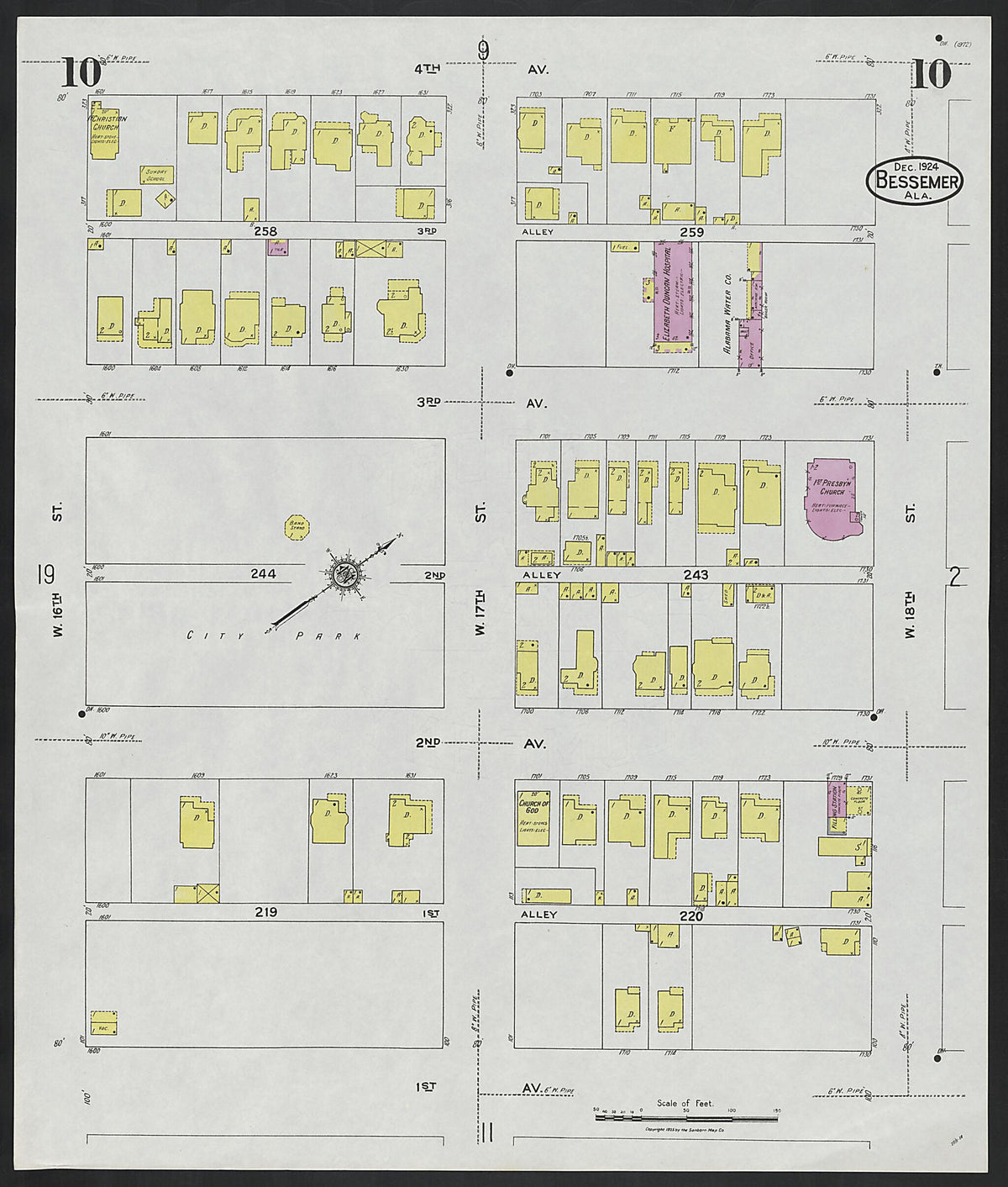 Bessemer, Jefferson County, Alabama 1924 (Sheet 10) by Relic Map Company