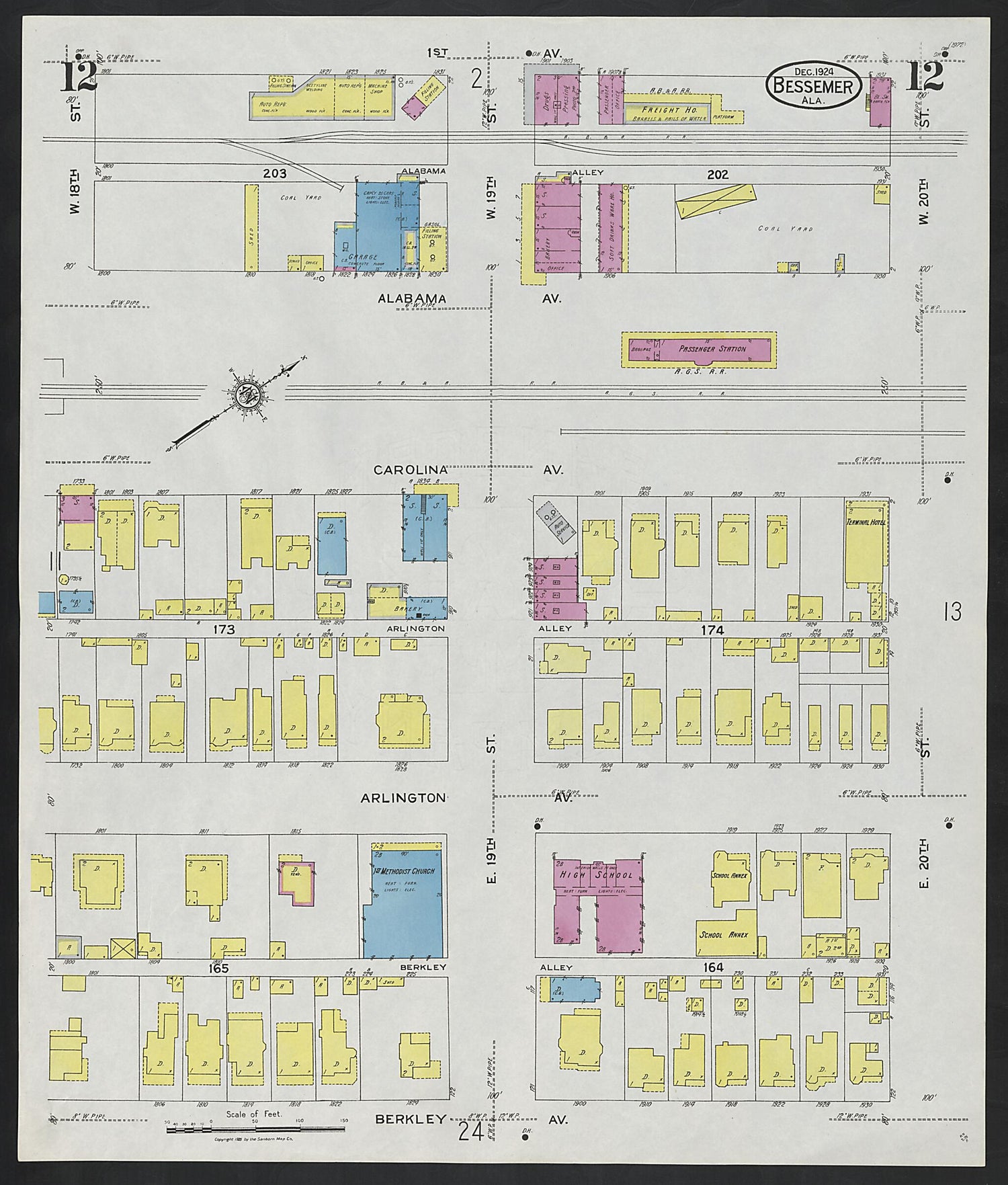 This old map of Lipscomb, Jefferson County, Alabama was created by Sanborn Map Company in 1924