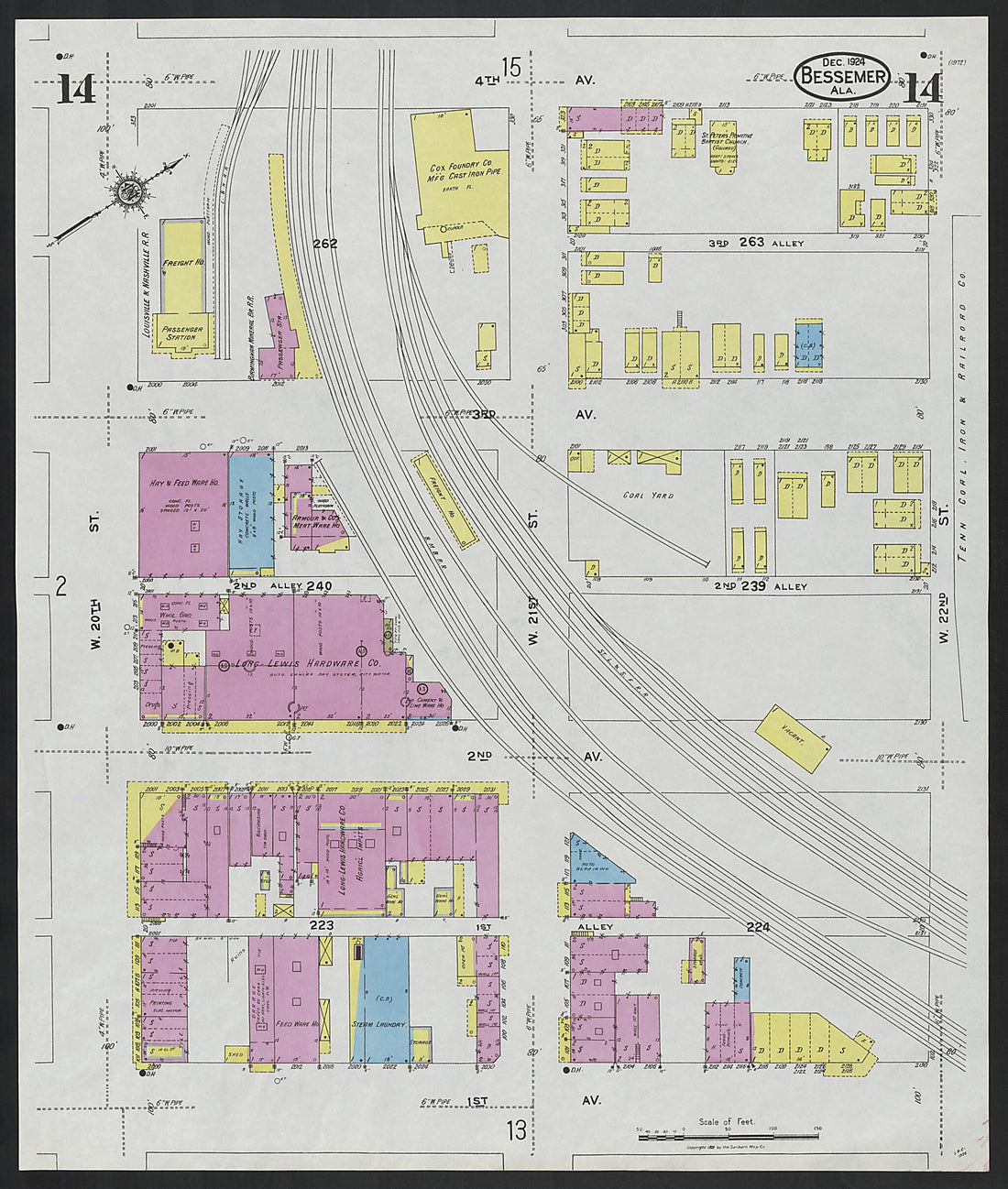 This old map of Lipscomb, Jefferson County, Alabama was created by Sanborn Map Company in 1924