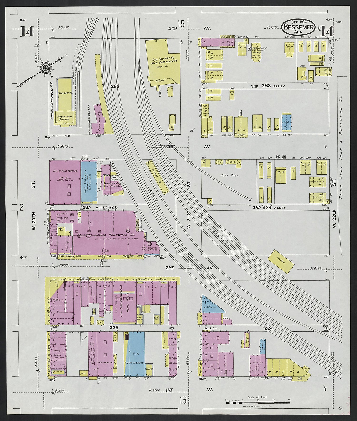 This old map of Lipscomb, Jefferson County, Alabama was created by Sanborn Map Company in 1924