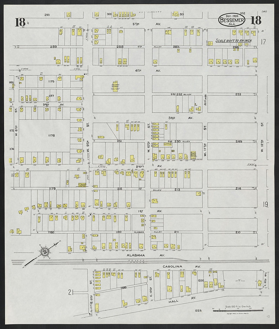 This old map of Lipscomb, Jefferson County, Alabama was created by Sanborn Map Company in 1924