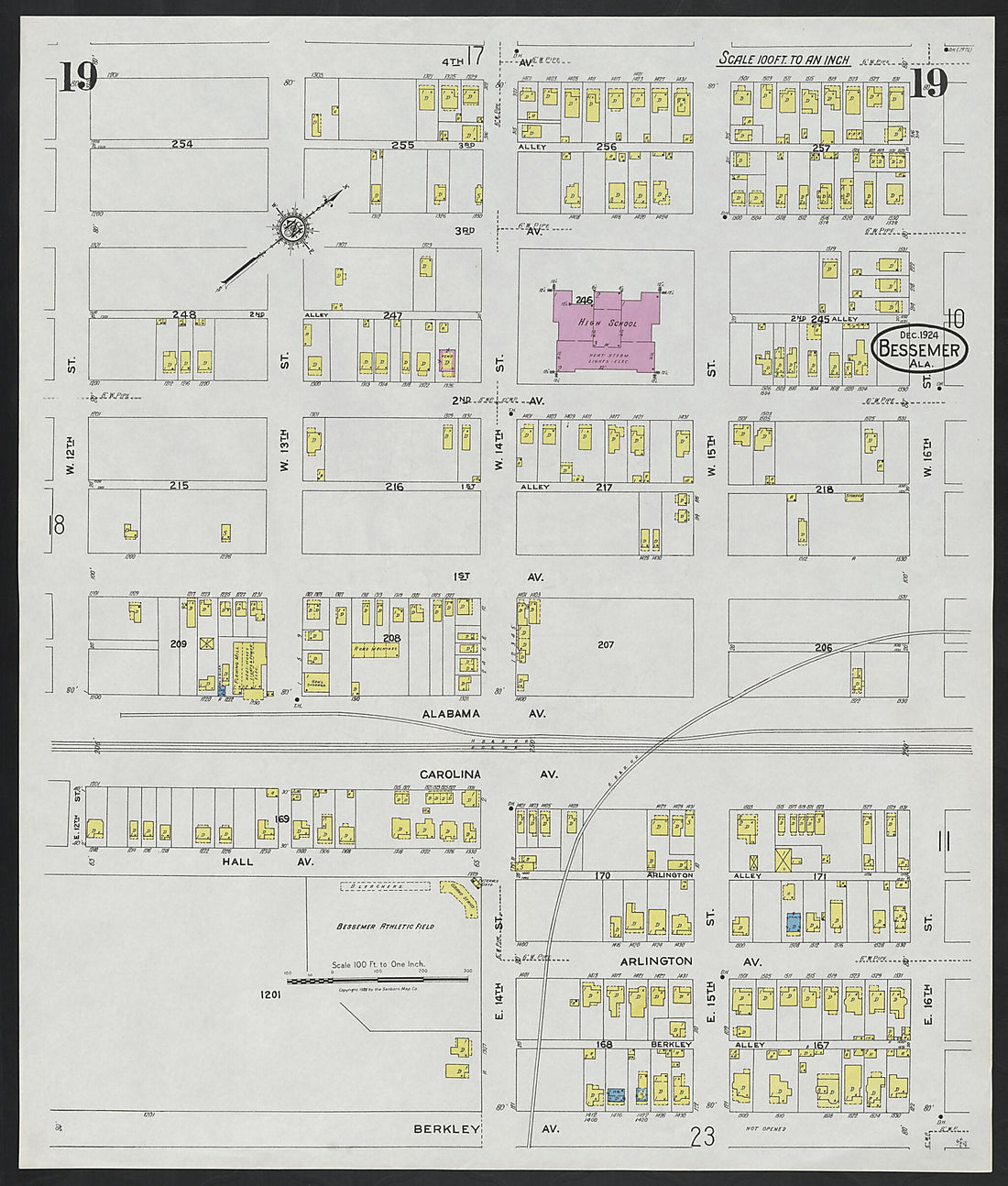 This old map of Lipscomb, Jefferson County, Alabama was created by Sanborn Map Company in 1924