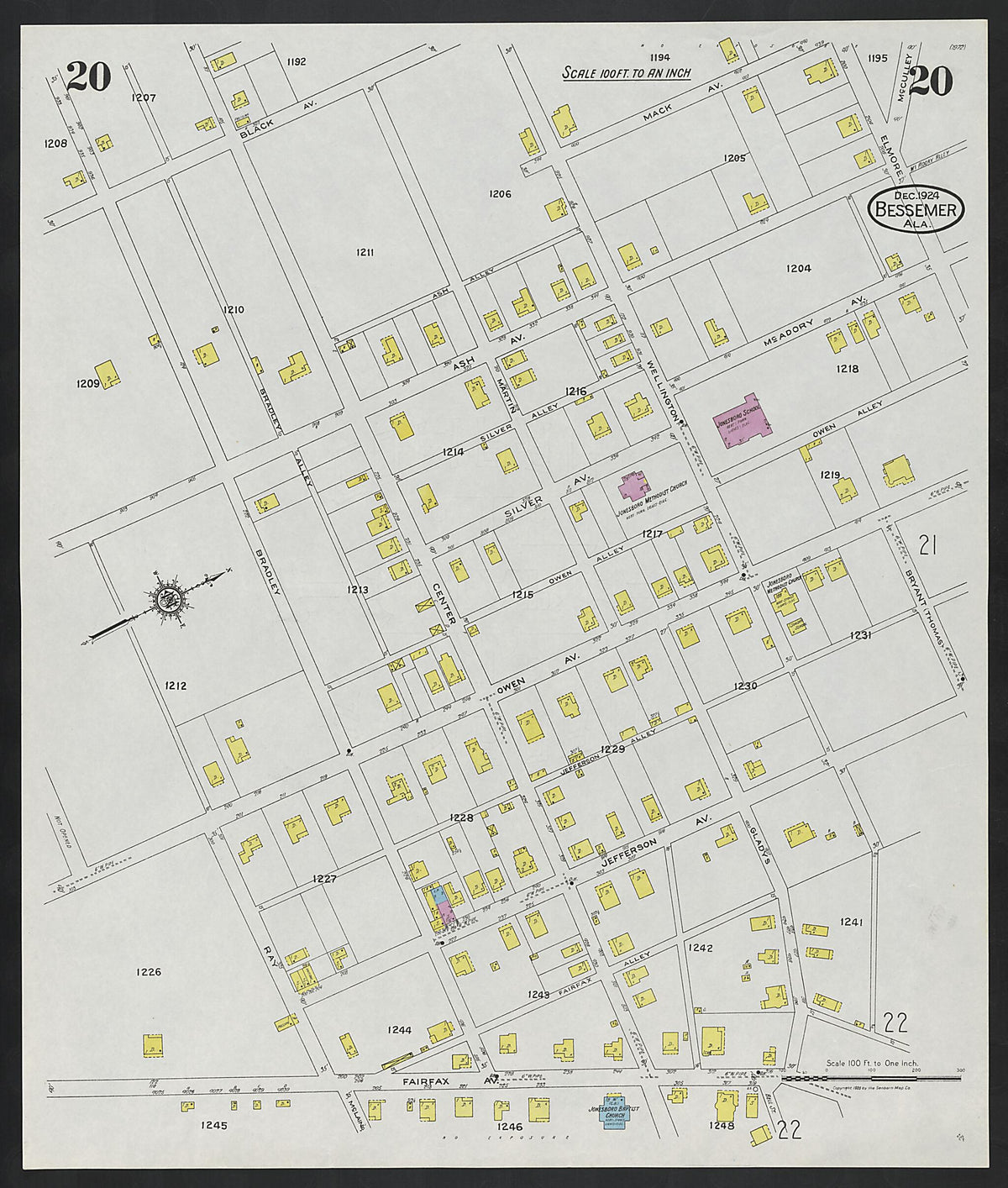 Bessemer, Jefferson County, Alabama 1924 (Sheet 20) by Relic Map Company