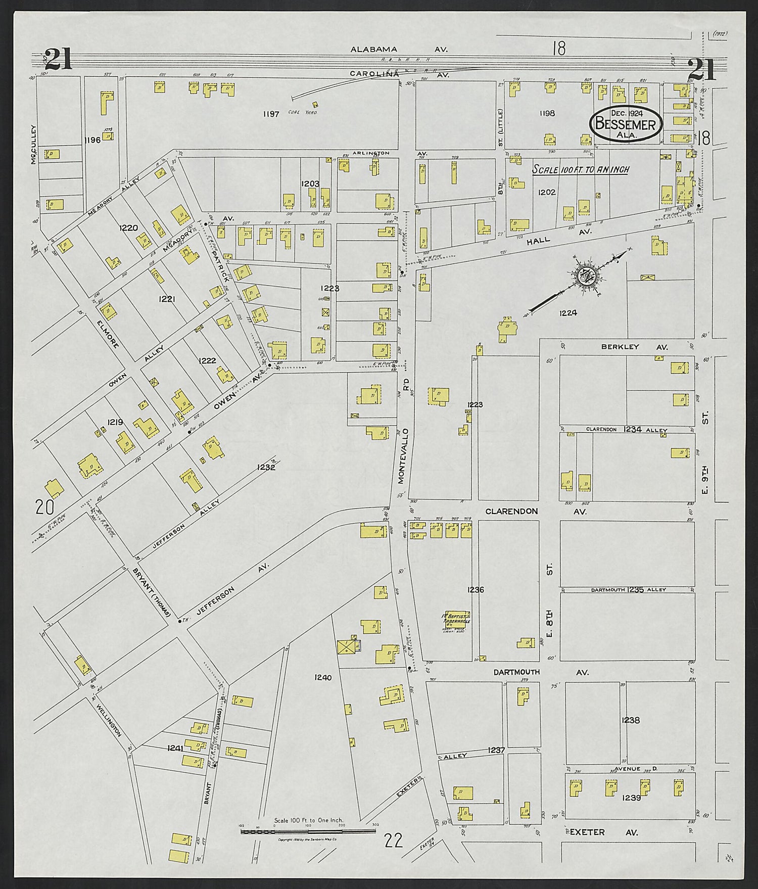 This old map of Lipscomb, Jefferson County, Alabama was created by Sanborn Map Company in 1924