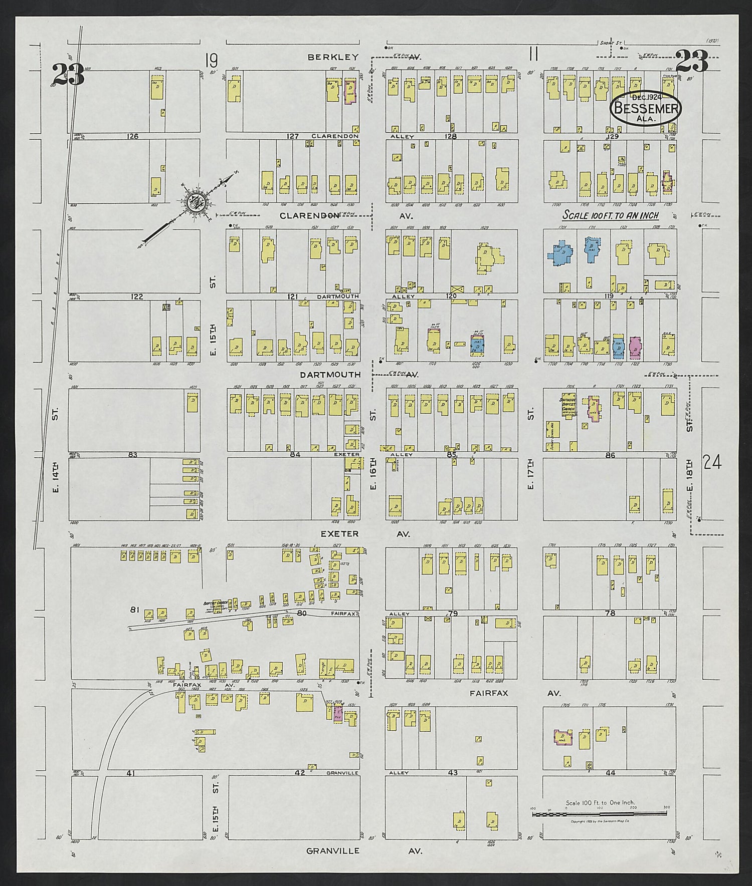 This old map of Lipscomb, Jefferson County, Alabama was created by Sanborn Map Company in 1924