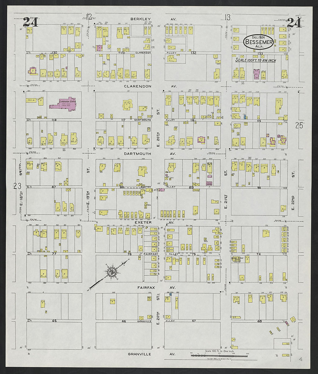 This old map of Lipscomb, Jefferson County, Alabama was created by Sanborn Map Company in 1924