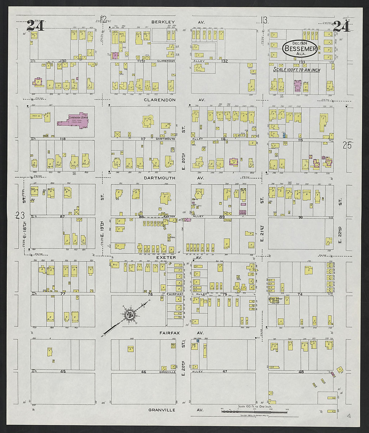 Bessemer, Jefferson County, Alabama 1924 (Sheet 24) by Relic Map Company