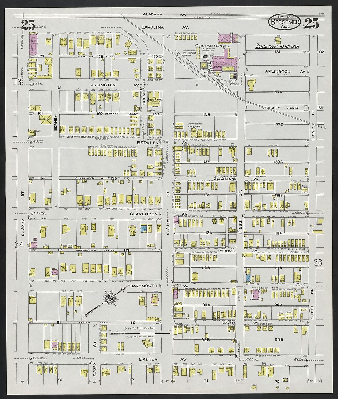 This old map of Lipscomb, Jefferson County, Alabama was created by Sanborn Map Company in 1924