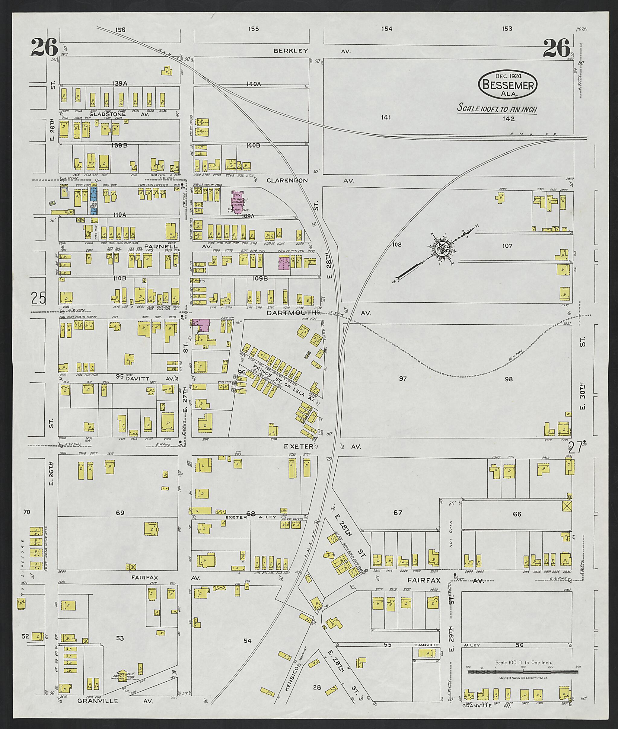 This old map of Lipscomb, Jefferson County, Alabama was created by Sanborn Map Company in 1924