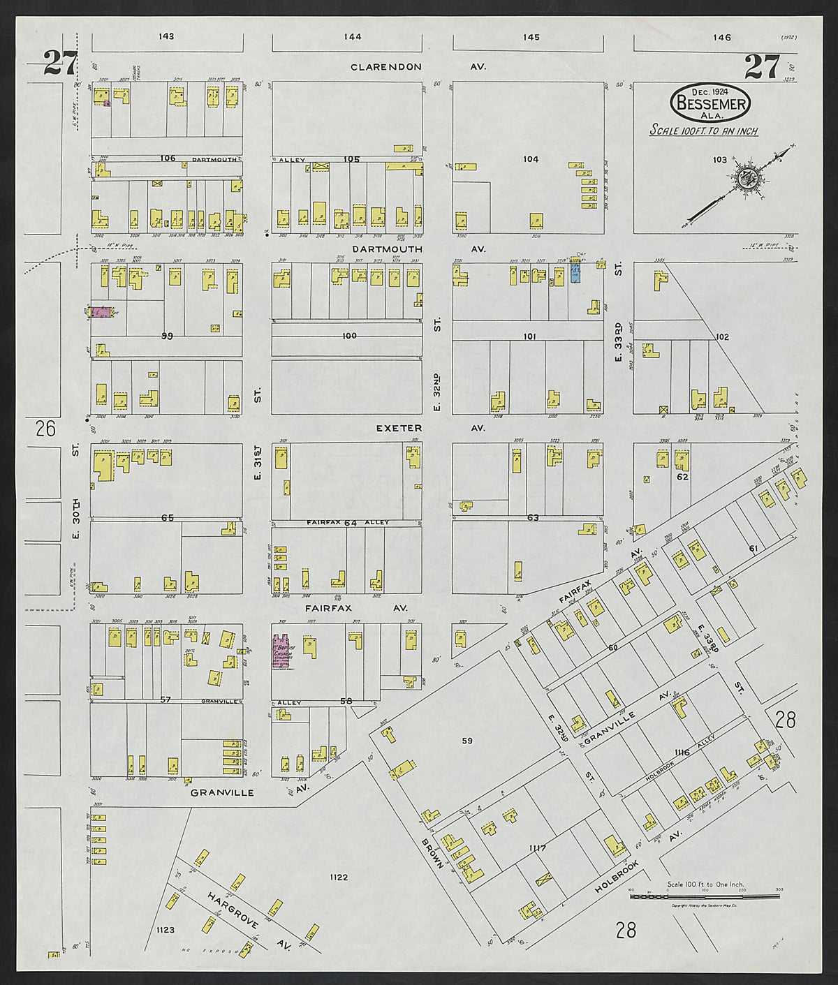 Bessemer, Jefferson County, Alabama 1924 (Sheet 27) by Relic Map Company