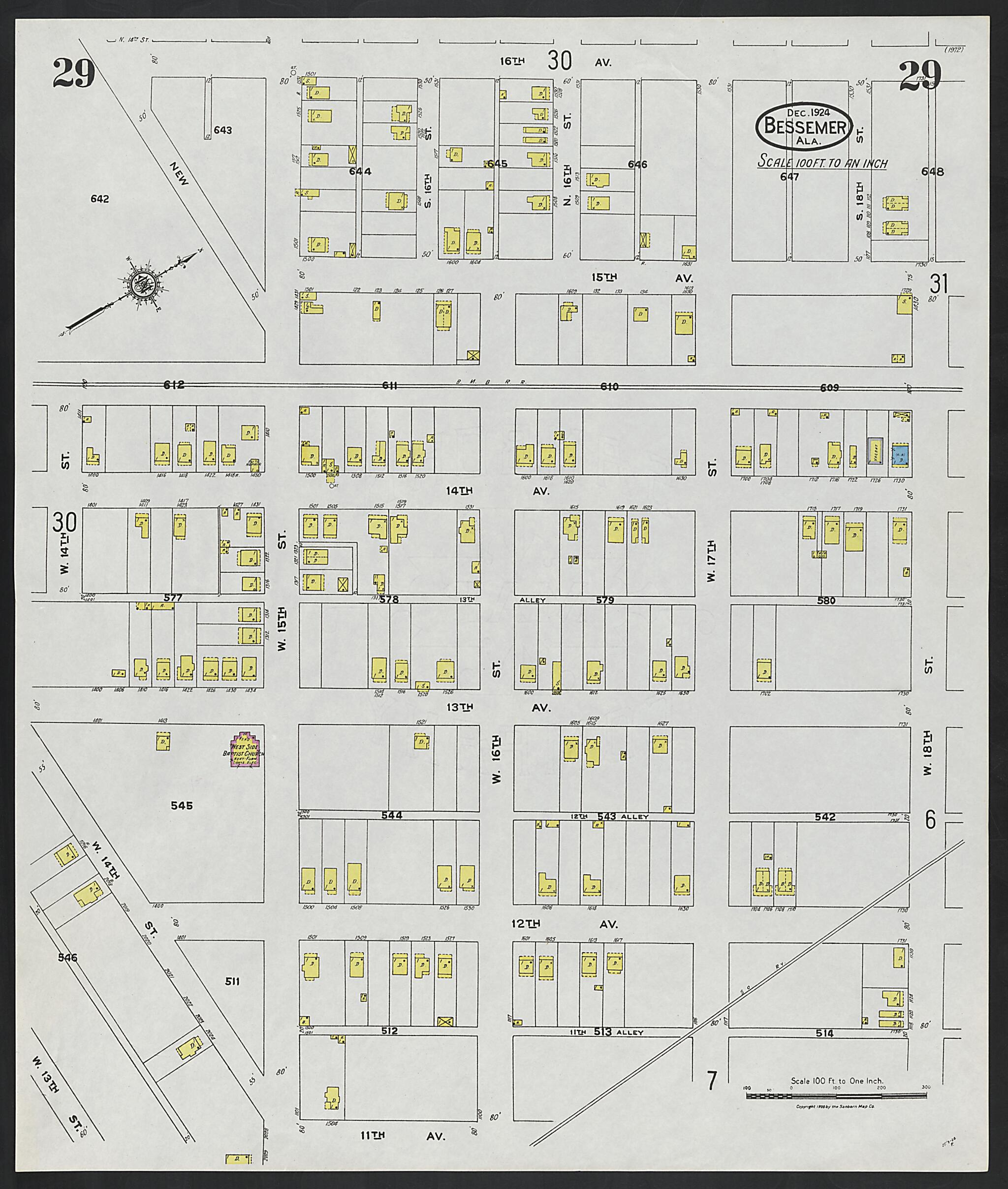 This old map of Lipscomb, Jefferson County, Alabama was created by Sanborn Map Company in 1924