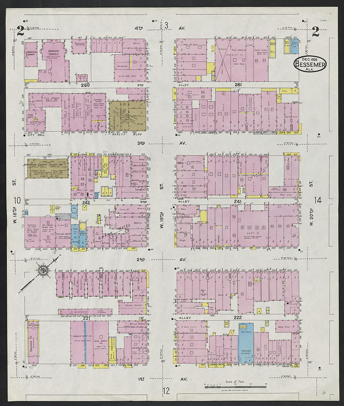 This old map of Lipscomb, Jefferson County, Alabama was created by Sanborn Map Company in 1924