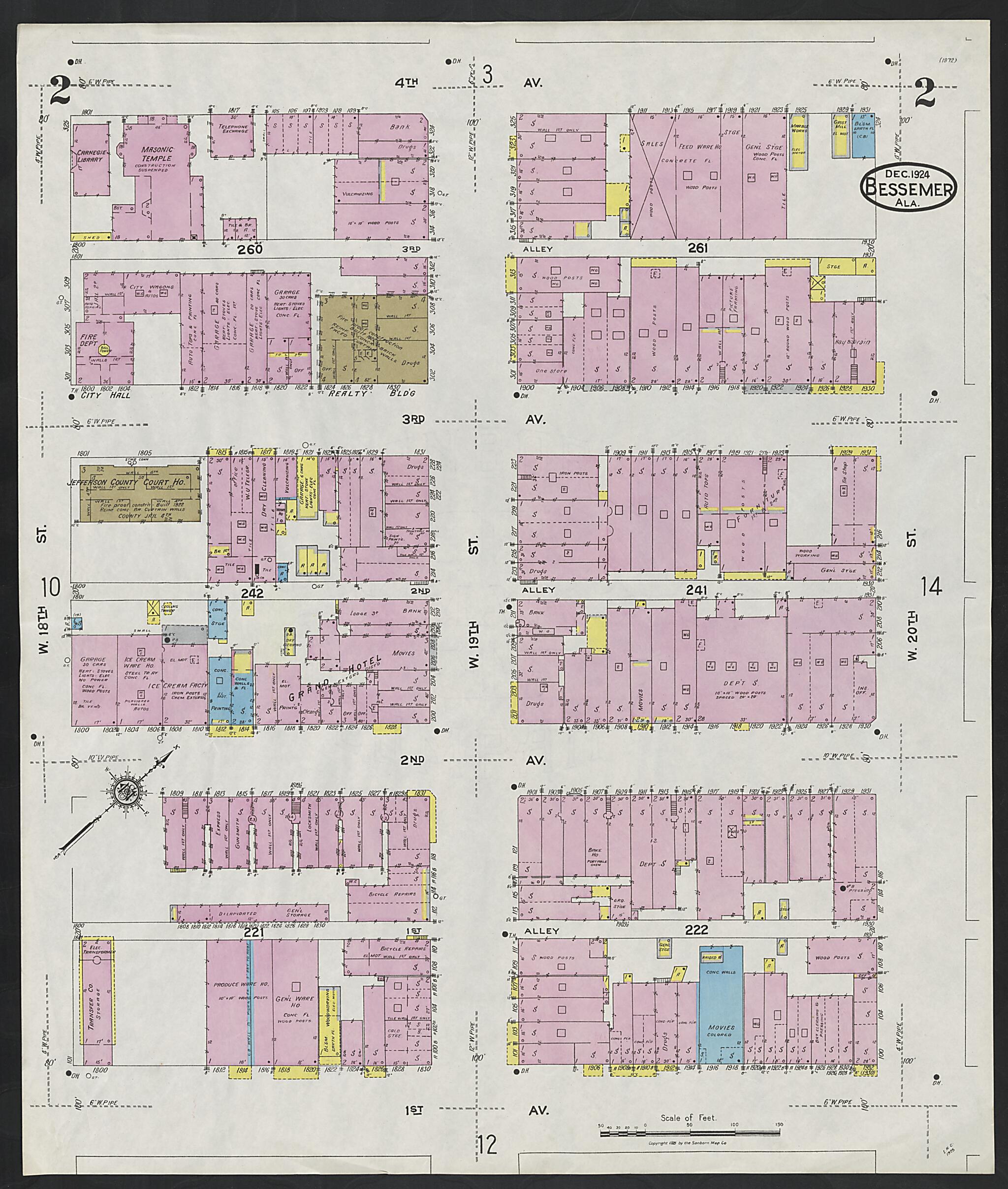 This old map of Lipscomb, Jefferson County, Alabama was created by Sanborn Map Company in 1924