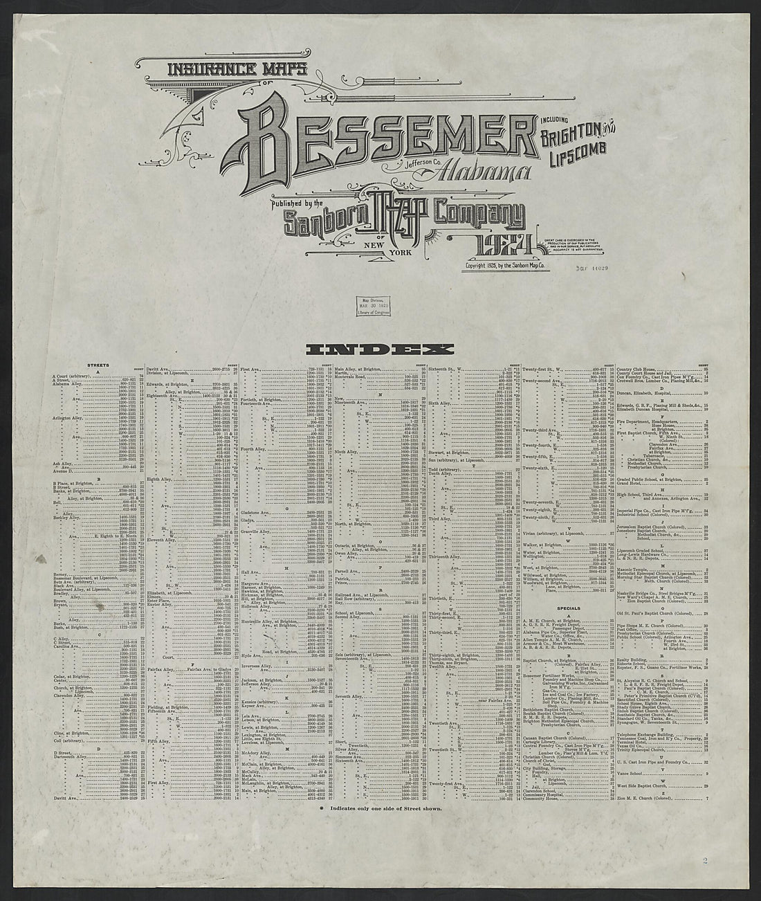 This old map of Lipscomb, Jefferson County, Alabama was created by Sanborn Map Company in 1924