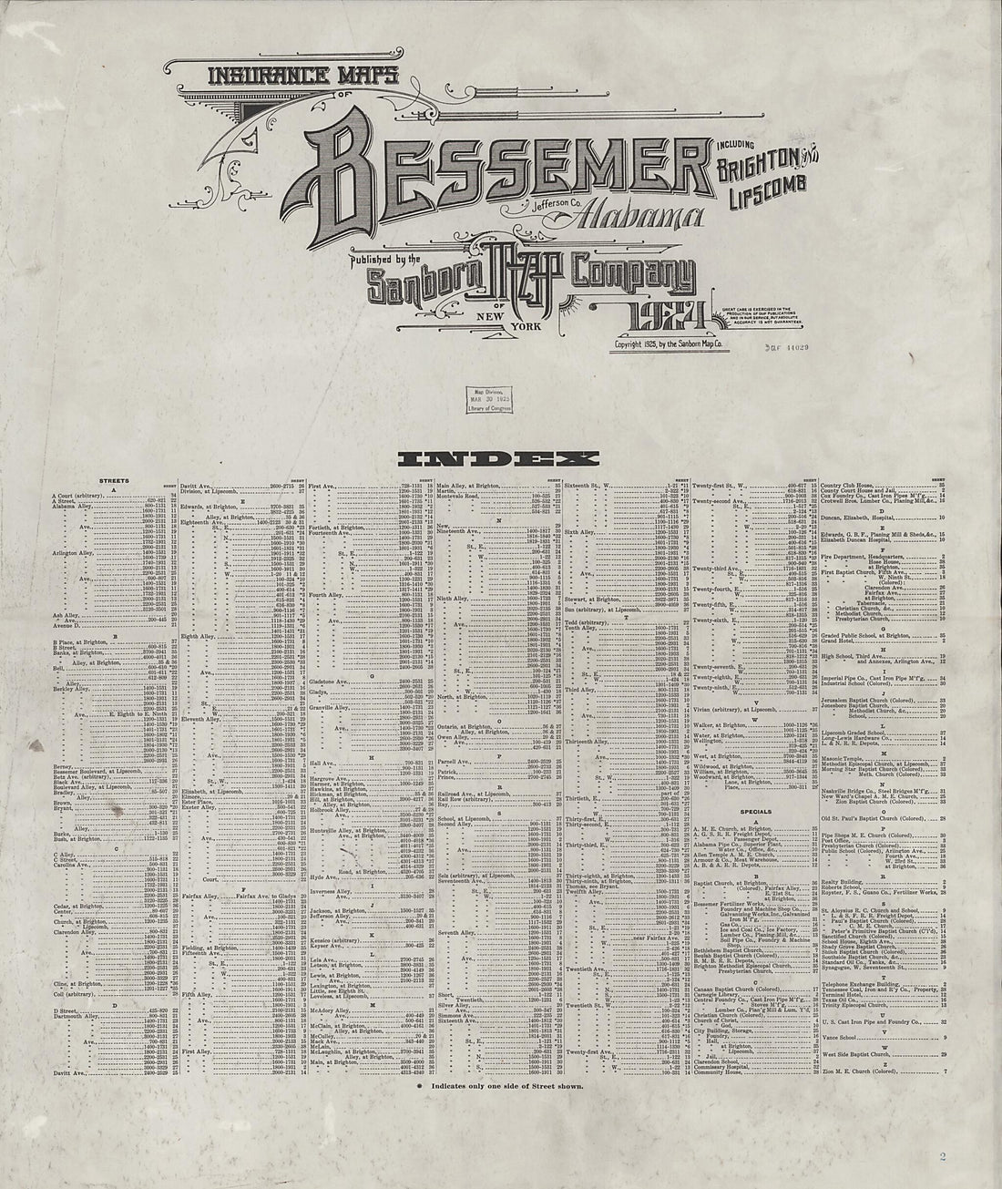 This old map of Lipscomb, Jefferson County, Alabama was created by Sanborn Map Company in 1924