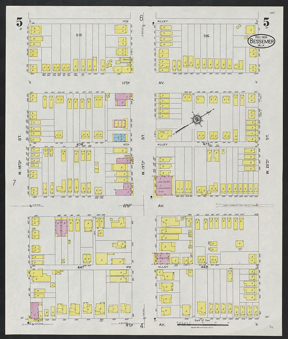Bessemer, Jefferson County, Alabama 1924 (Sheet 5) by Relic Map Company