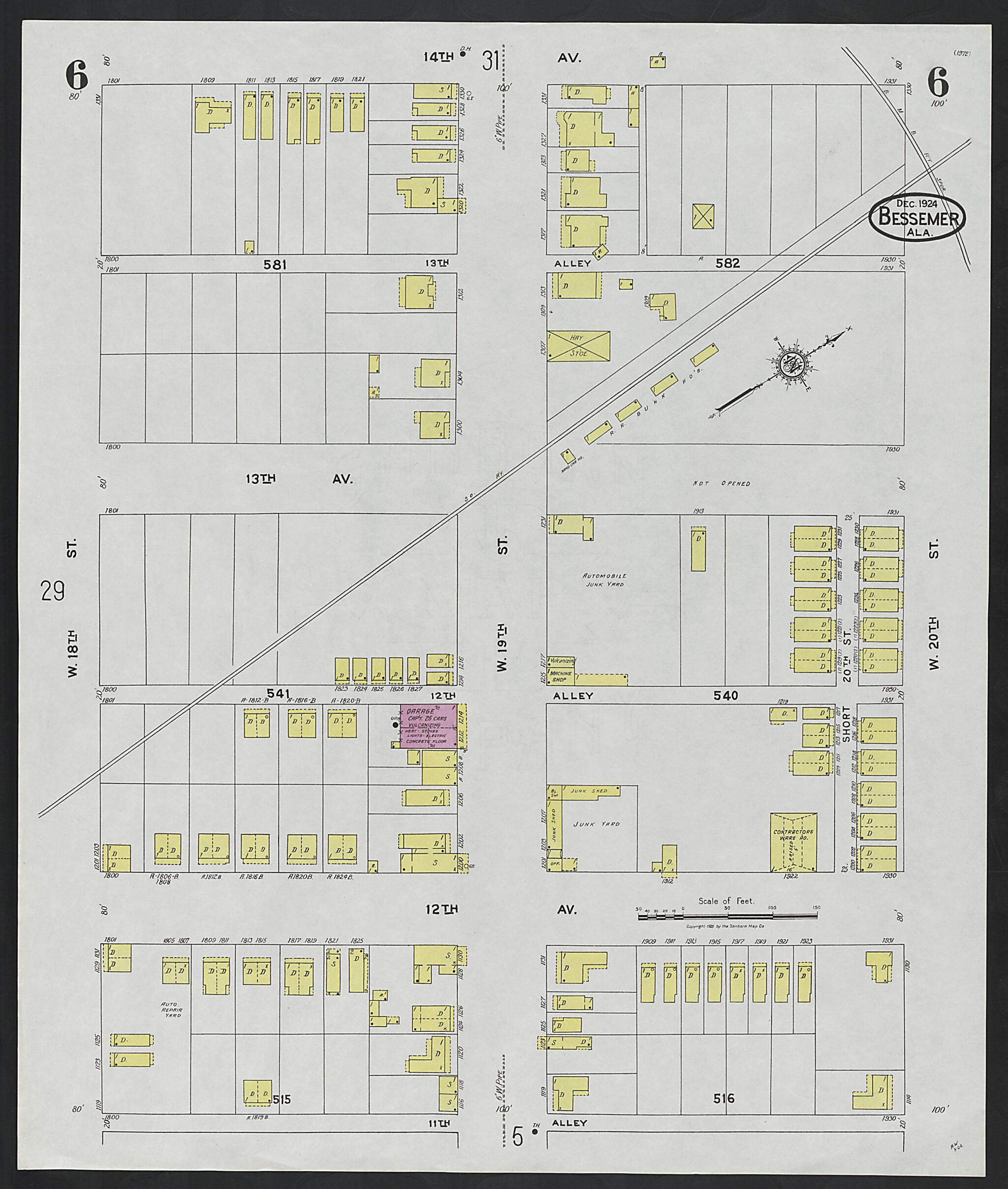 This old map of Lipscomb, Jefferson County, Alabama was created by Sanborn Map Company in 1924