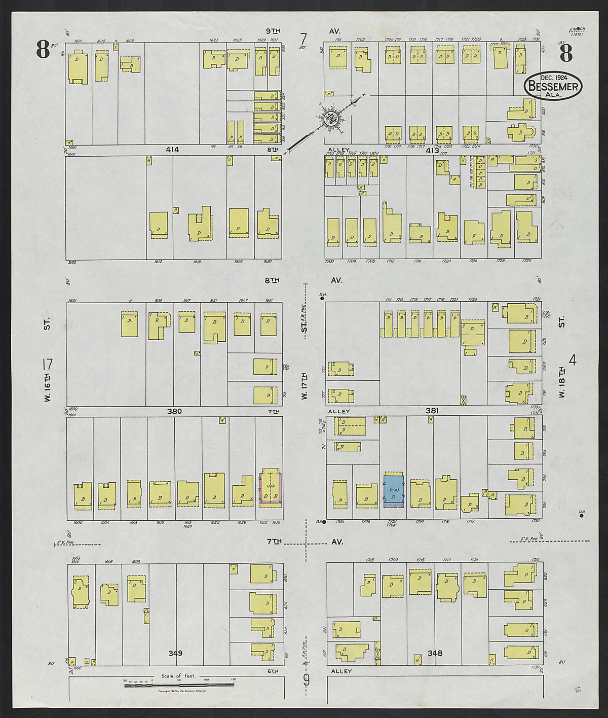 Bessemer, Jefferson County, Alabama 1924 (Sheet 8) by Relic Map Company