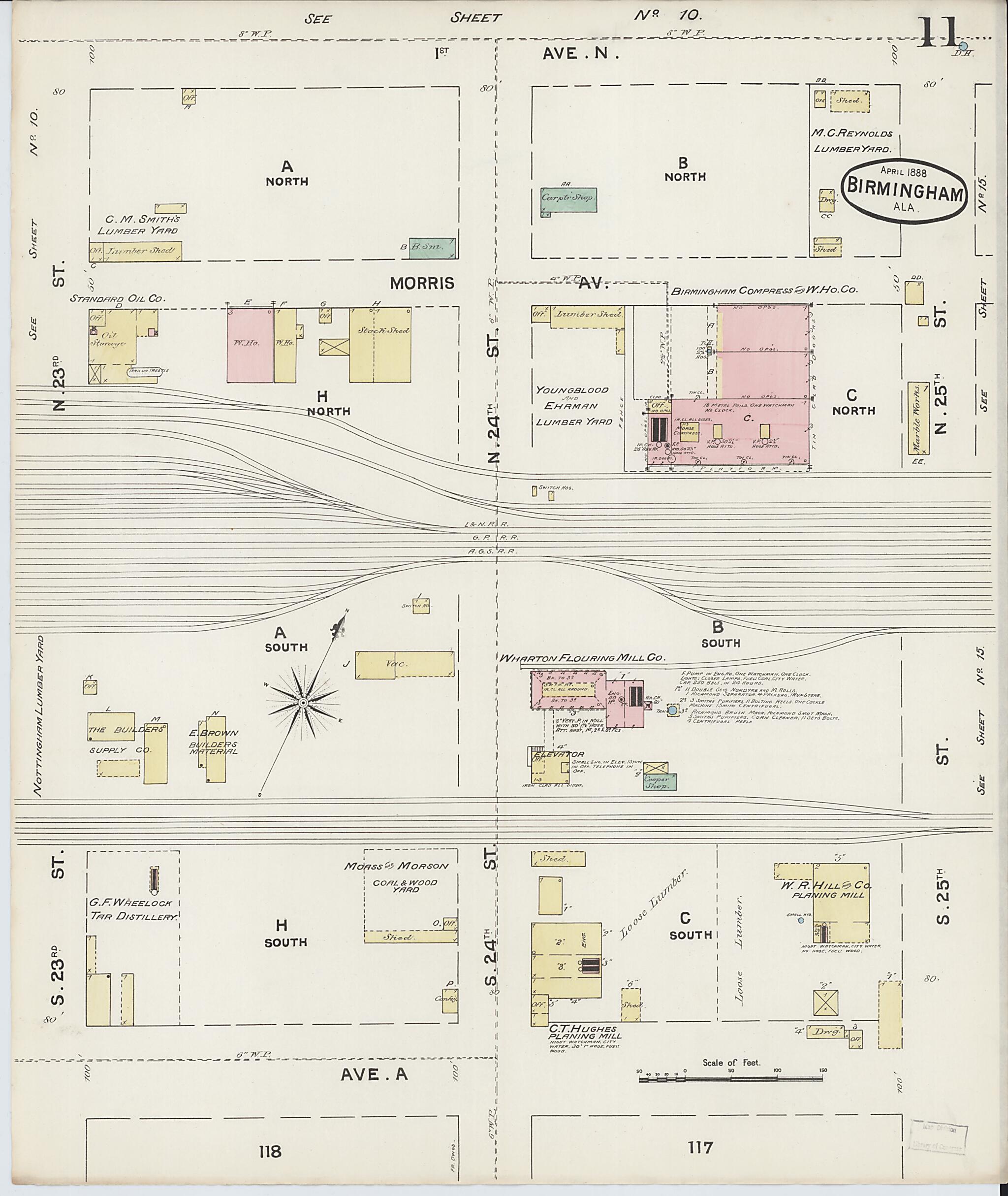 This old map of Birmingham, Jefferson County, Alabama was created by Sanborn Map Company in 1888