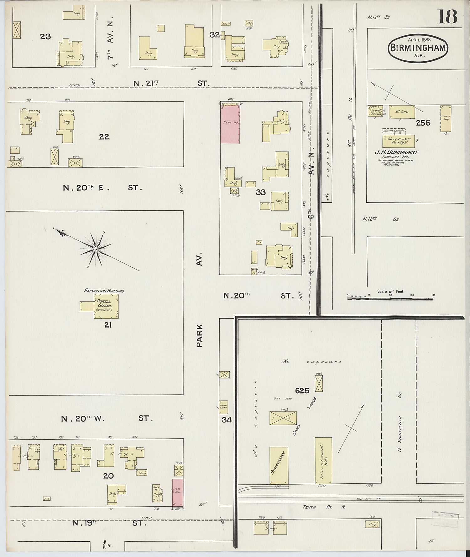 This old map of Birmingham, Jefferson County, Alabama was created by Sanborn Map Company in 1888