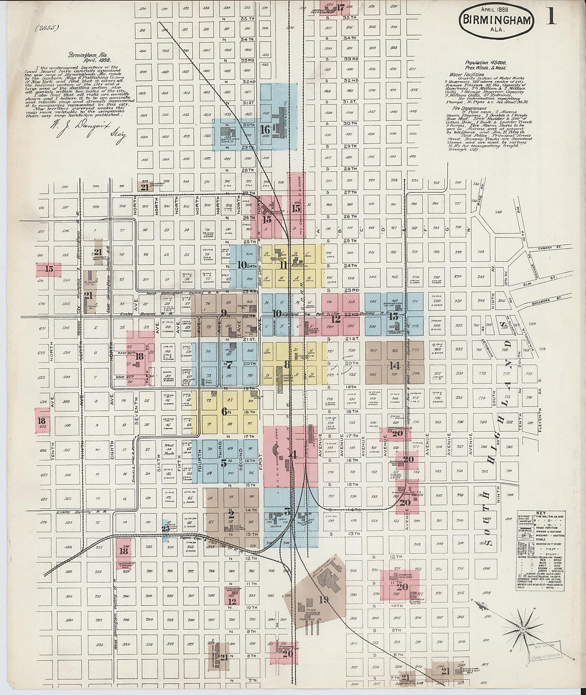 Birmingham, Jefferson County, Alabama 1888 (Sheet 1 of 29) by Relic Map Company