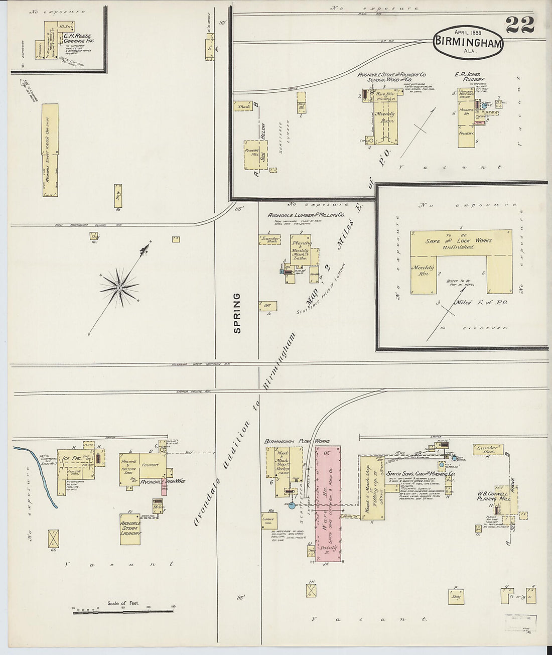 This old map of Birmingham, Jefferson County, Alabama was created by Sanborn Map Company in 1888