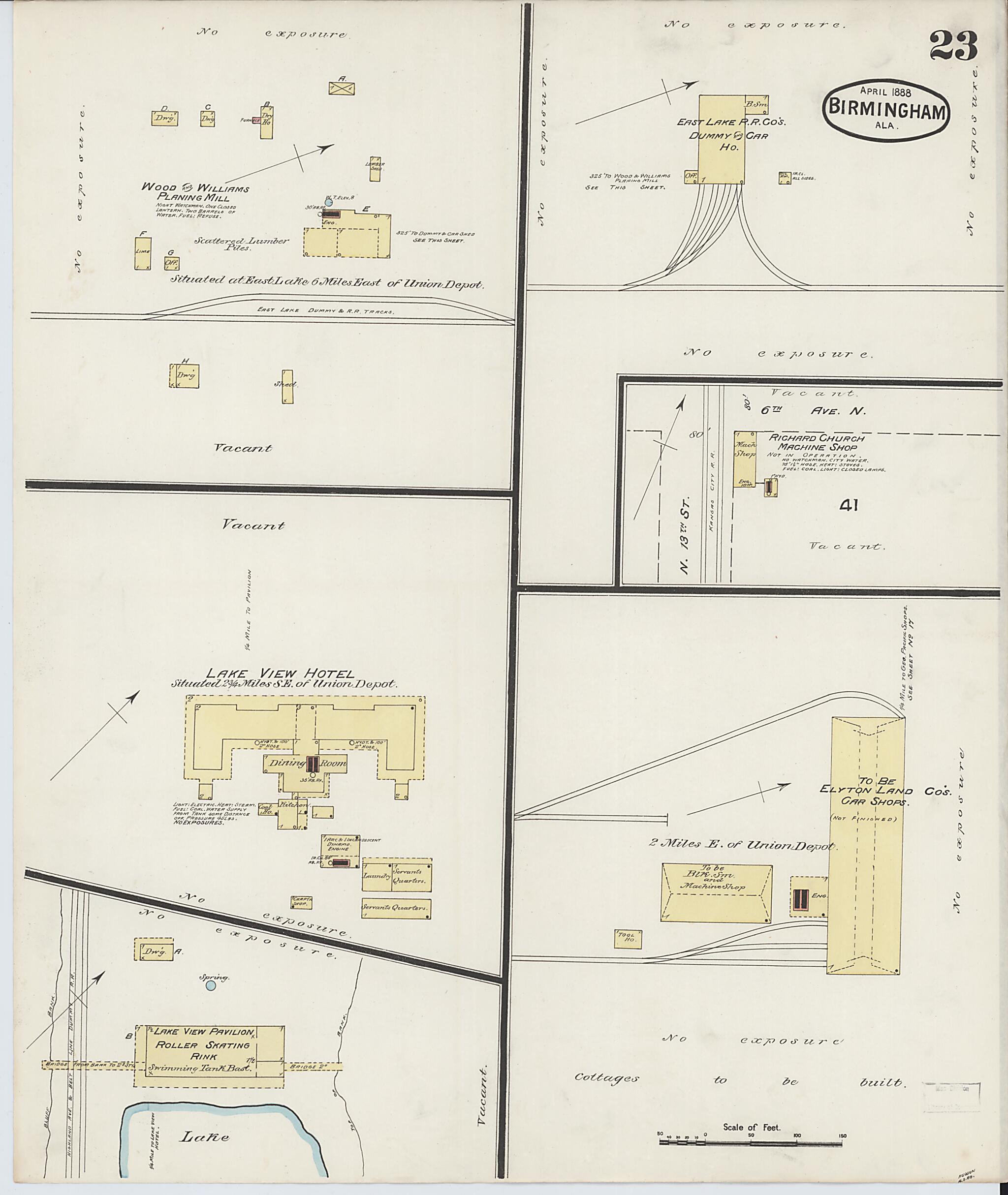 This old map of Birmingham, Jefferson County, Alabama was created by Sanborn Map Company in 1888