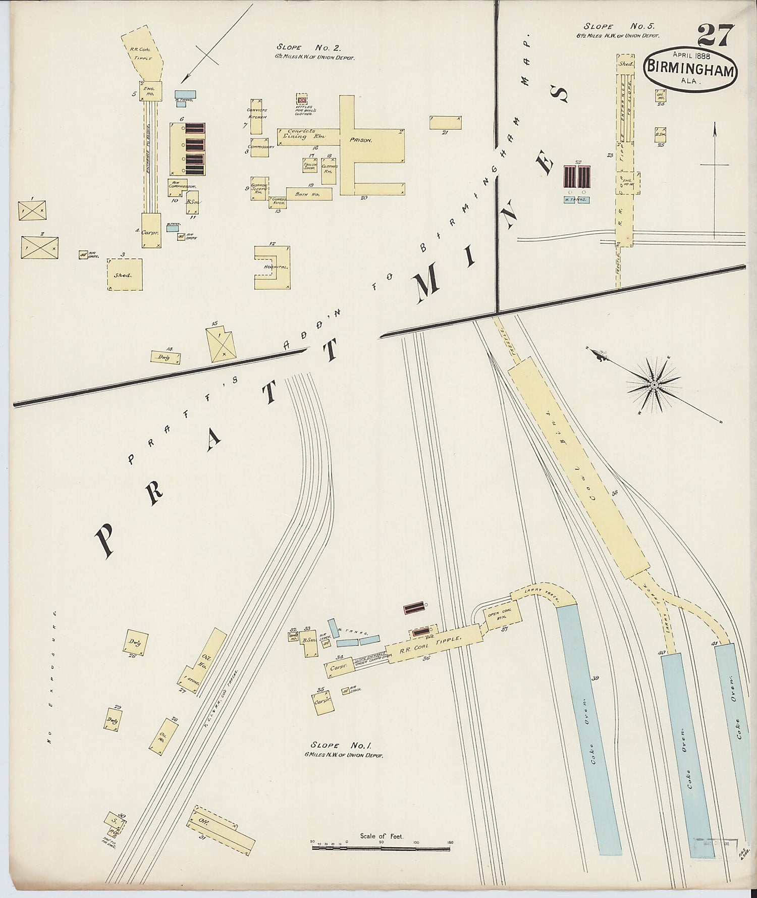 This old map of Birmingham, Jefferson County, Alabama was created by Sanborn Map Company in 1888