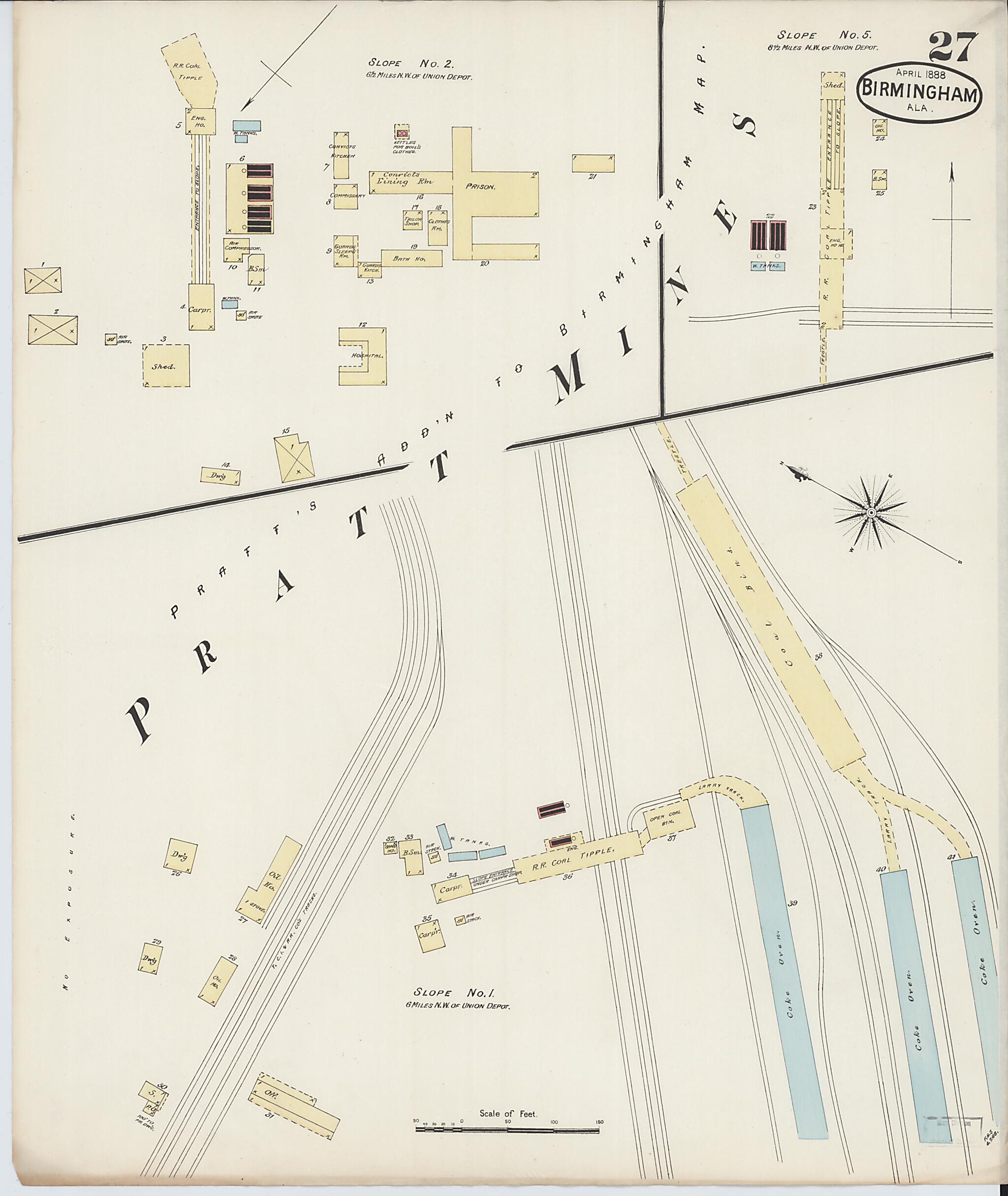 This old map of Birmingham, Jefferson County, Alabama was created by Sanborn Map Company in 1888