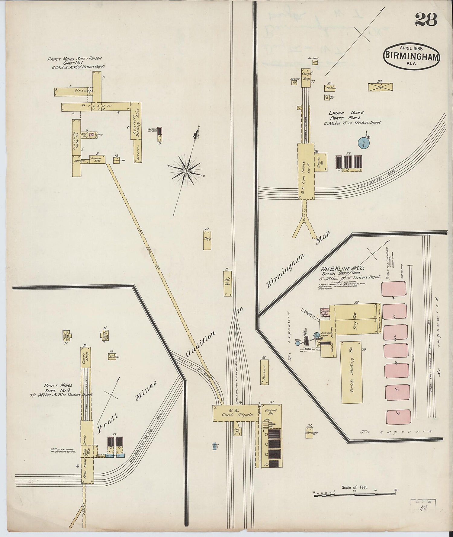 This old map of Birmingham, Jefferson County, Alabama was created by Sanborn Map Company in 1888