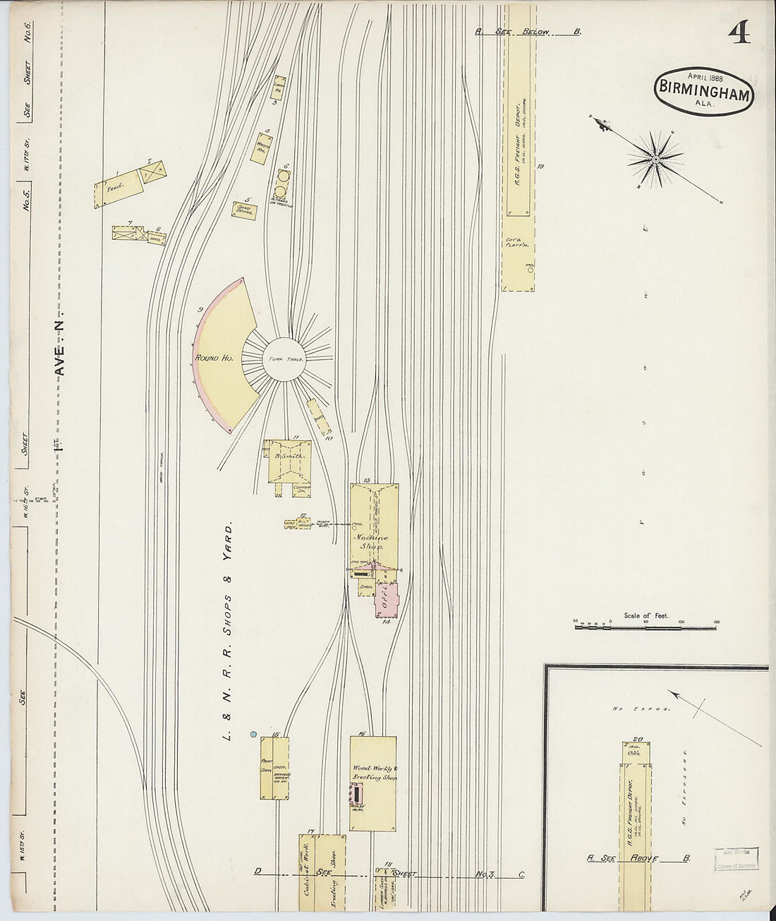 This old map of Birmingham, Jefferson County, Alabama was created by Sanborn Map Company in 1888