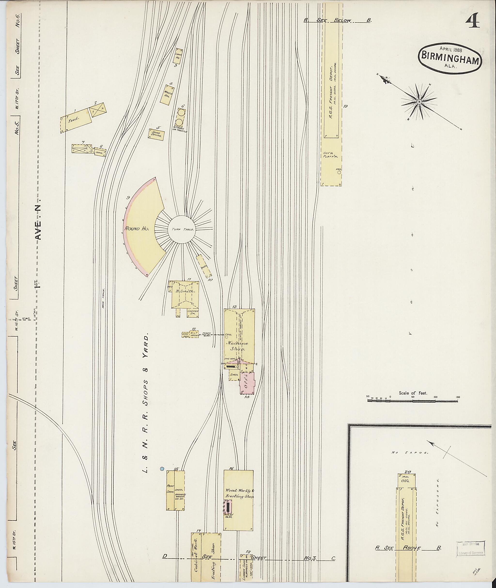 This old map of Birmingham, Jefferson County, Alabama was created by Sanborn Map Company in 1888