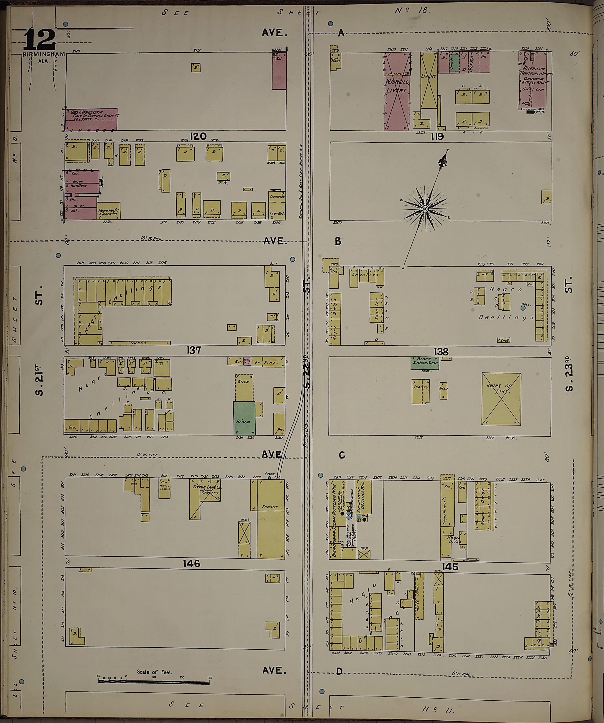 This old map of Birmingham, Jefferson County, Alabama was created by Sanborn Map Company in 1891